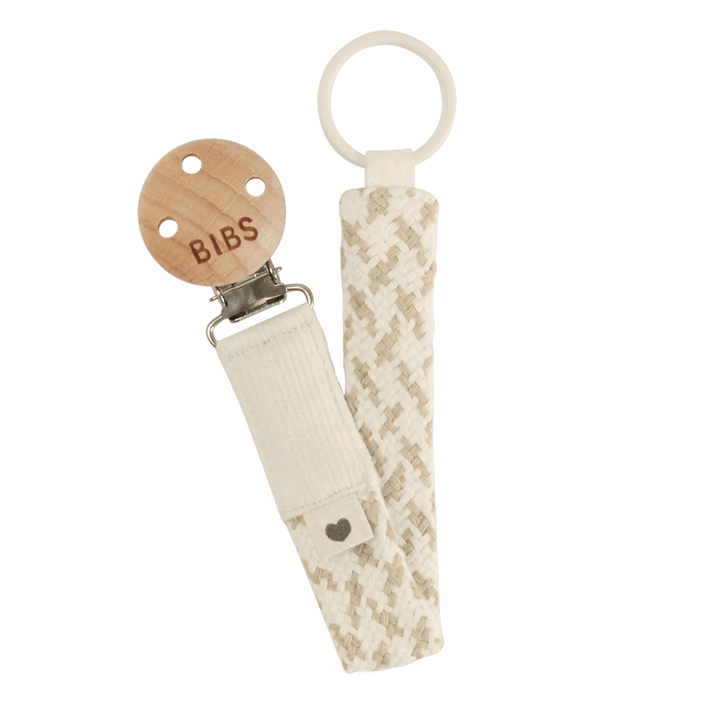 Bibs- Pacifier Clip - Ivory/Vanilla- Baby at the bank