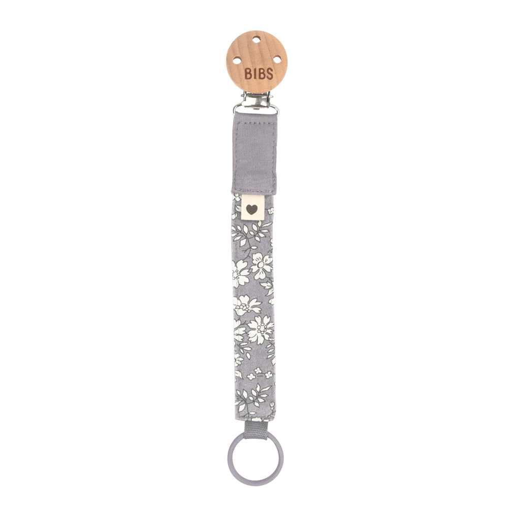 BIBS x LIBERTY Pacifier Clip - Capel Fossil Grey- Baby at the bank