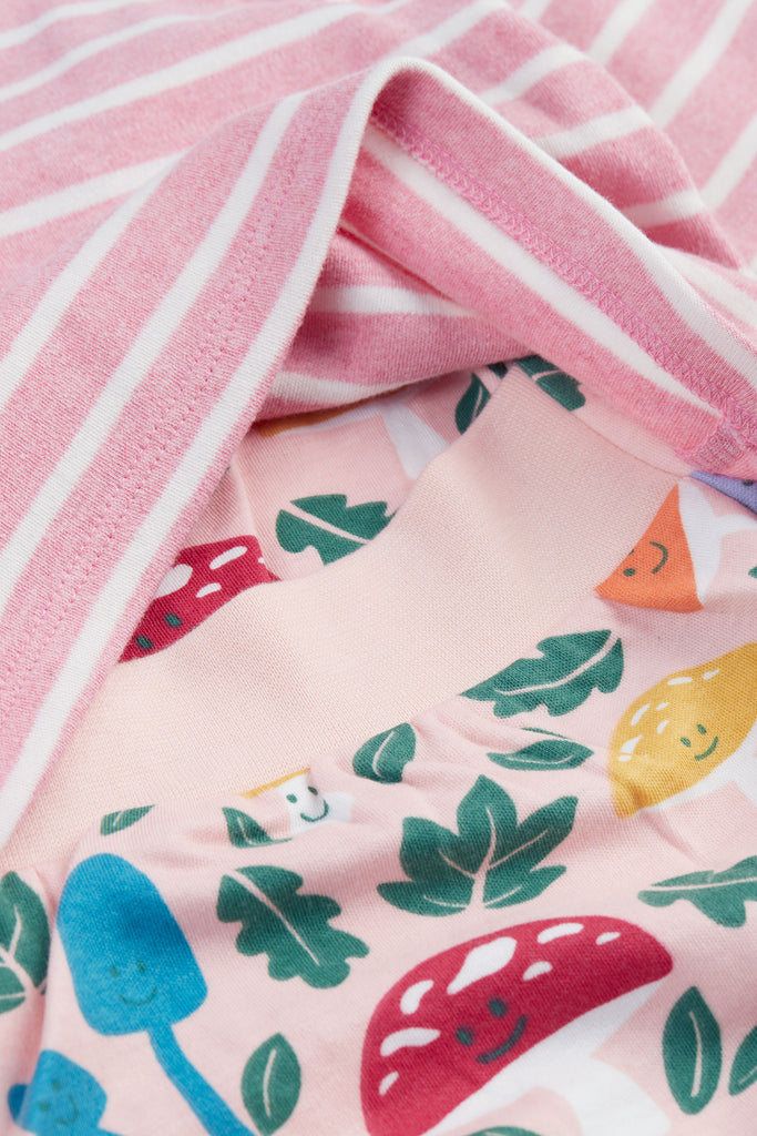 Frugi- Brooke Easy Dressing Babygrow Fun-Guys Pink Stripe