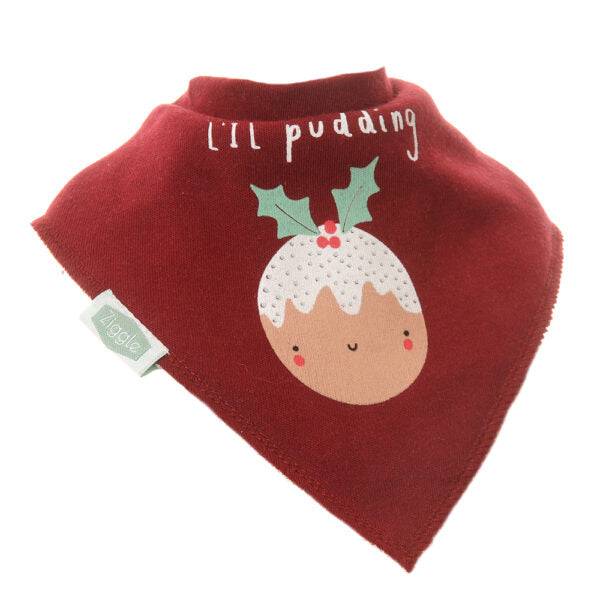 Ziggle- Pudding Christmas Bib- baby at the bank
