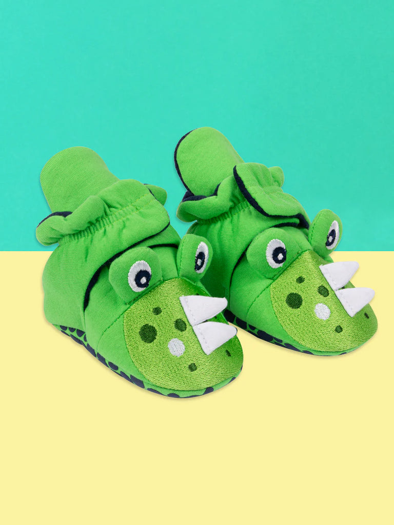 Blade and Rose- Maple the Dino Booties- Baby at the bank