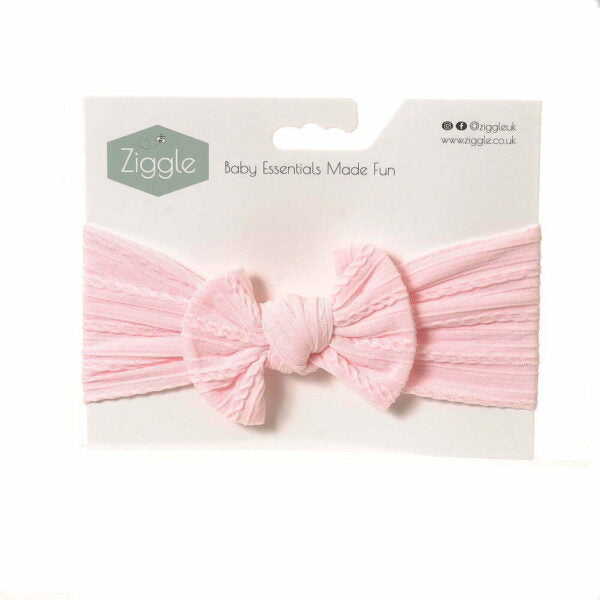 Ziggle-  Heavenly Pink Bow Turban Headband- Baby at the bank