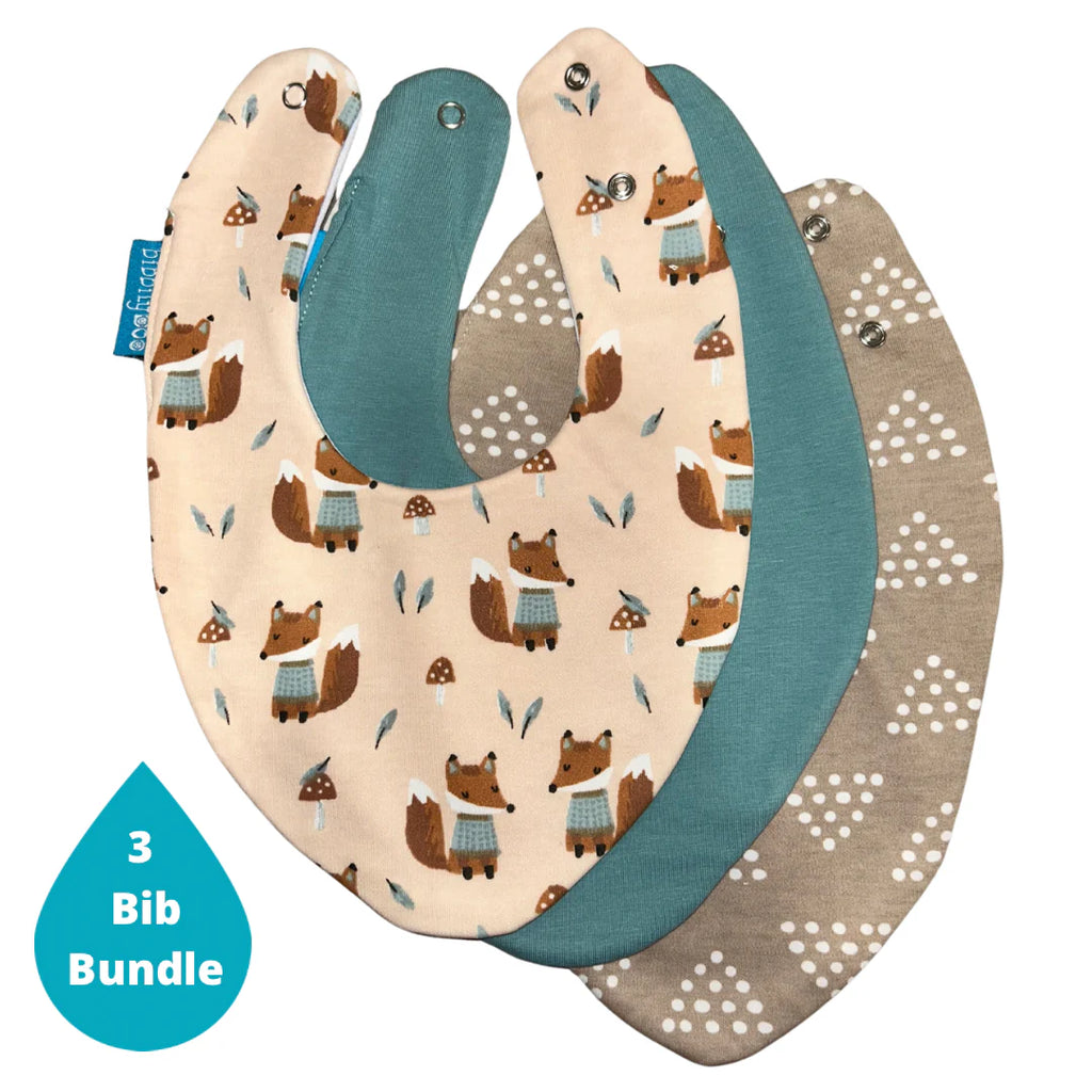 Bibbily- Fox Bundle of 3 Bibs- Baby at the bank