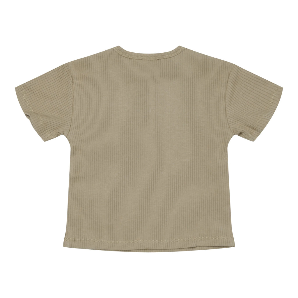 Little Dutch- Short Sleeve T-shirt Olive- Baby at the bank