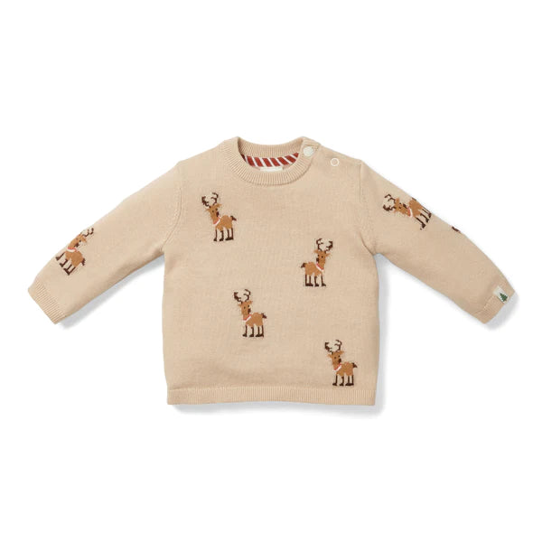 Little Dutch- Knitted Christmas Sweater Reindeers- Baby at the bank