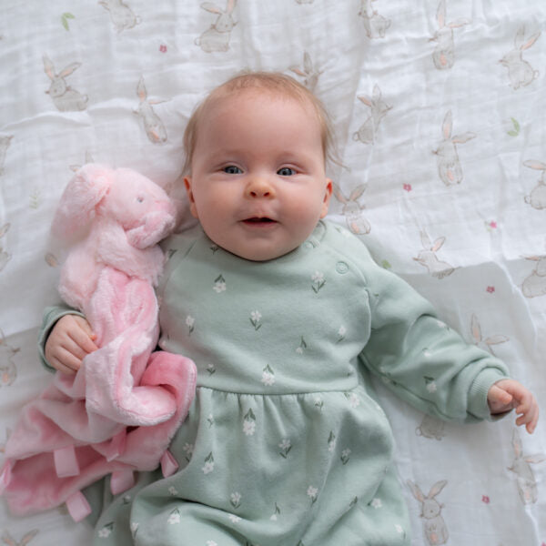 Ziggle- Pink Bunny Plush Comforter Blanket- Baby at the bank