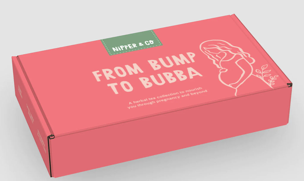 Nipper & Co.-BUMP TO BUBBA - GIFT BOX WITH MUM'S MILK, RASPBERRY WOMAN AND HAPPY BUMPS TEA- Baby at the bank