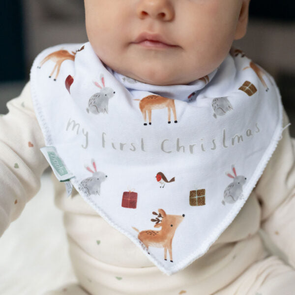 Ziggle- My First Christmas Winter Animals Bib- Baby at the bank