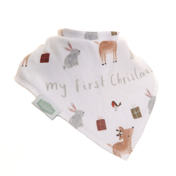 Ziggle- My First Christmas Winter Animals Bib- Baby at the bank