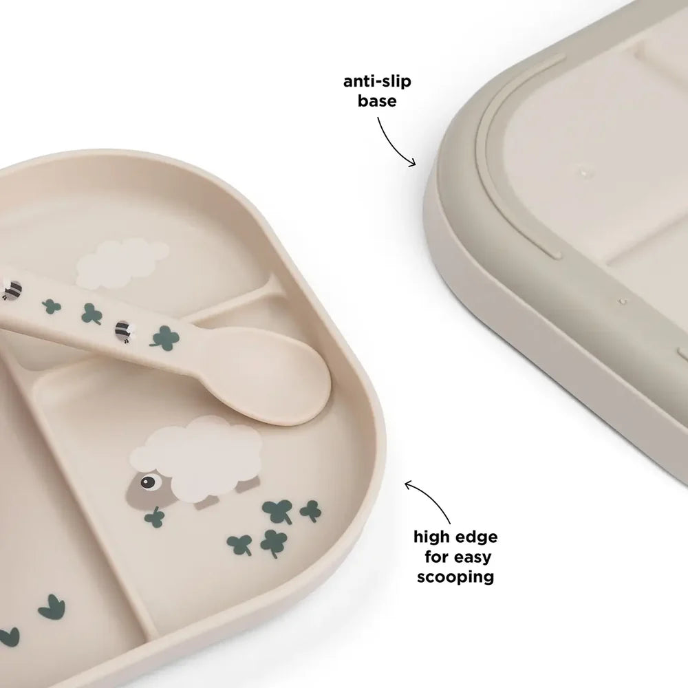 Done By Deer- Foodie Compartment Plate Tiny Farm Sand- Baby at the bank