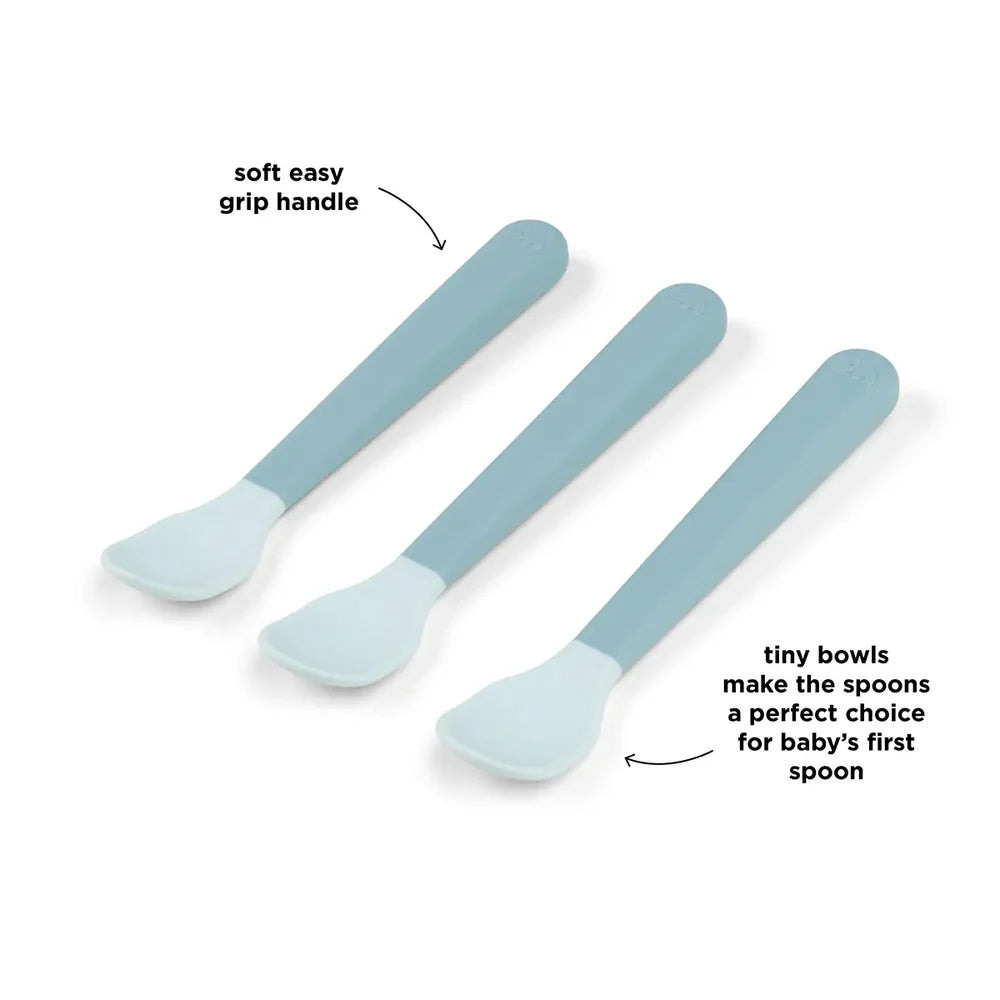 Done By Deer- Foodie Easy-Grip Baby Spoon 3-Pack Blue- Baby at the bank