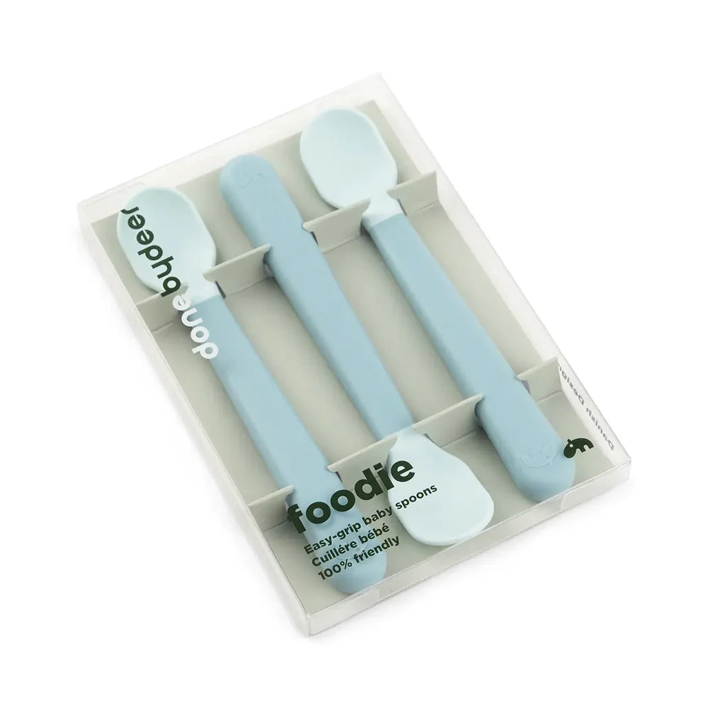 Done By Deer- Foodie Easy-Grip Baby Spoon 3-Pack Blue- Baby at the bank