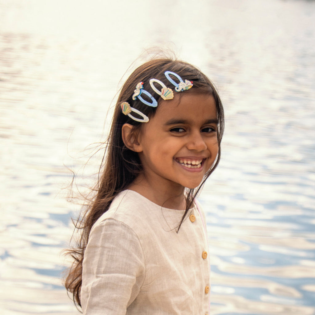 Rockahula- Rainbow Shell Clips- Baby at the bank