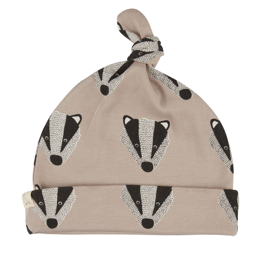 Pigeon Organics- Badger Knotted Hat- Baby at the bank