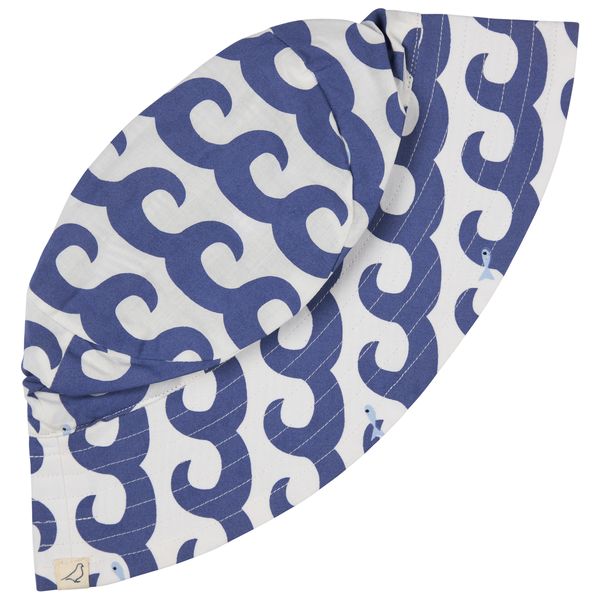 Pigeon Organics- Reversible Sun Hat Waves Blue- Baby at the bank