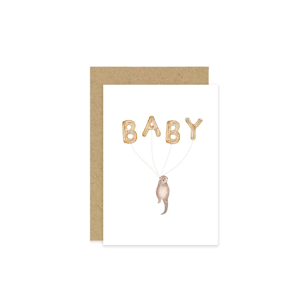 Little Roglets- Otter Baby Card- Baby at the bank