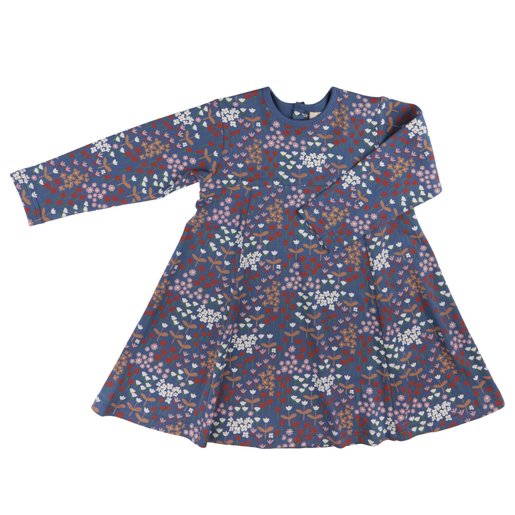 Pigeon Organics- Skater Dress- Meadow Night Blue- Baby at the bank