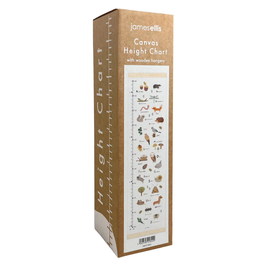 James Ellis - Woodland Alphabet Height Chart- Baby at the bank