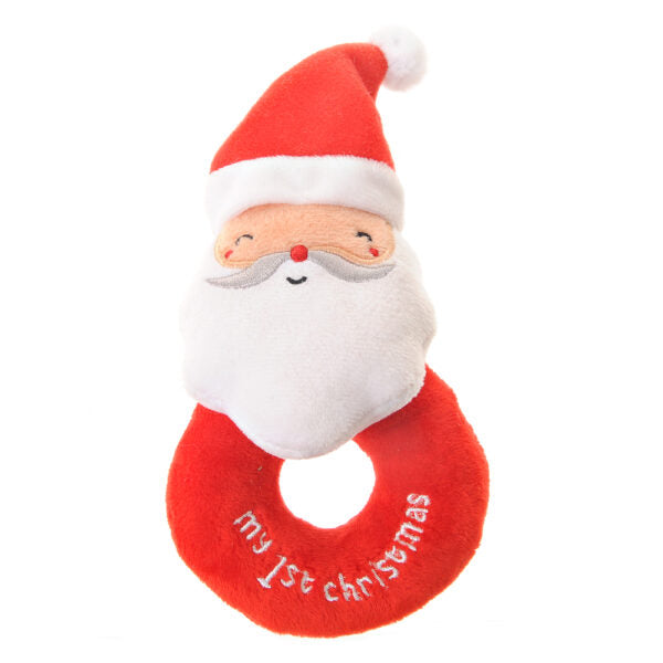 Ziggle- My First Christmas Santa Plush Baby Rattle- Baby at the bank