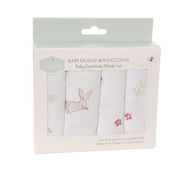 Ziggle - Bunnies Muslin Wash Cloth