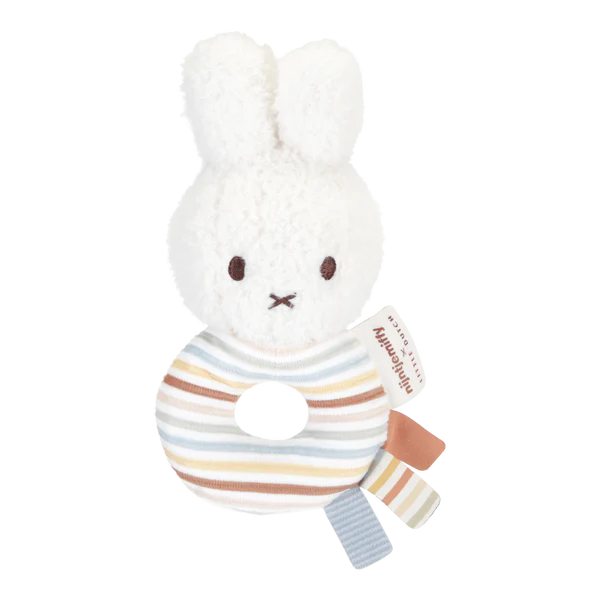 Little Dutch- Miffy Vintage Sunny Stripes Rattle- Baby at the bank