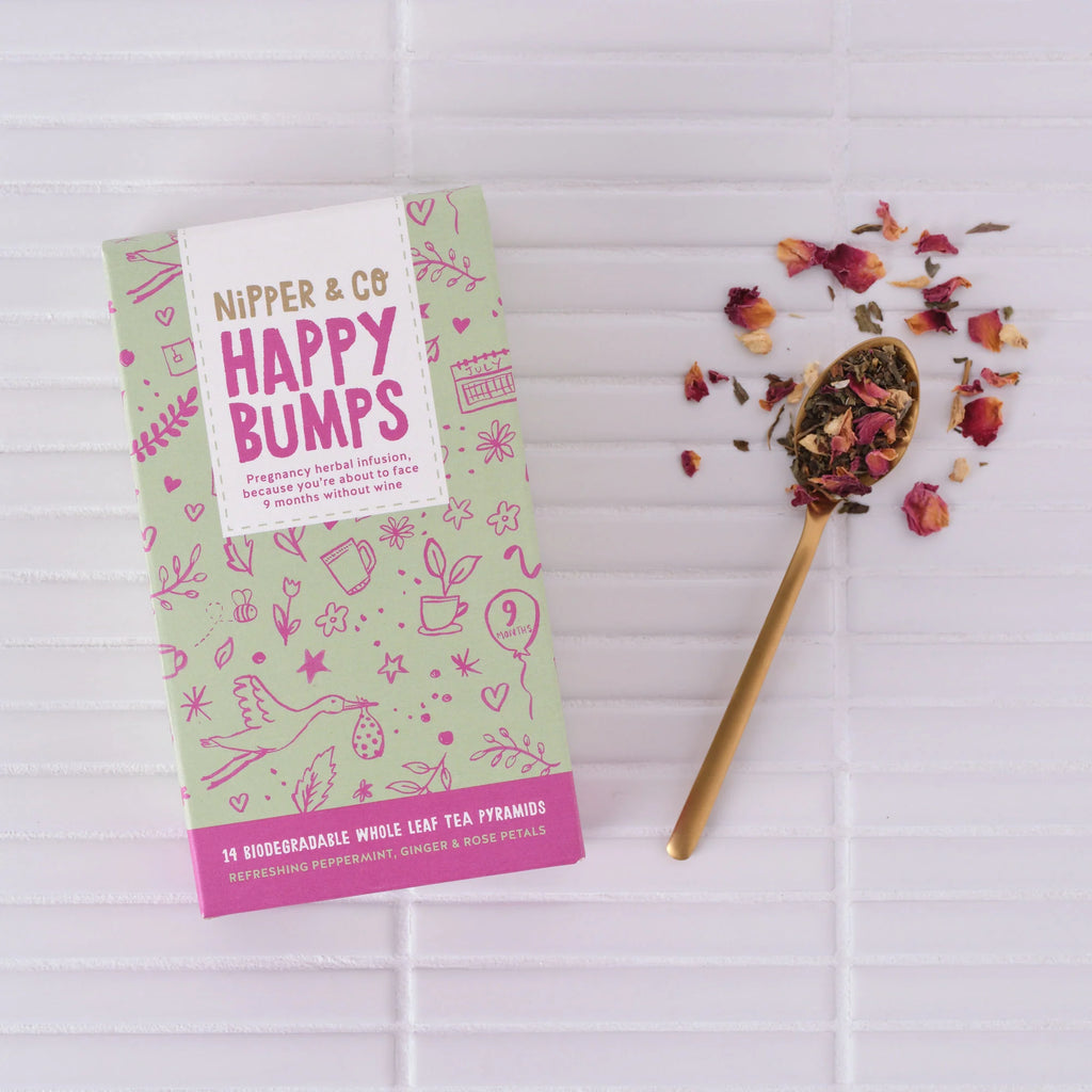 Nipper & Co.- Happy Bumps , Refreshing Herbal Tea for Throughout Pregnancy- Baby at the bank