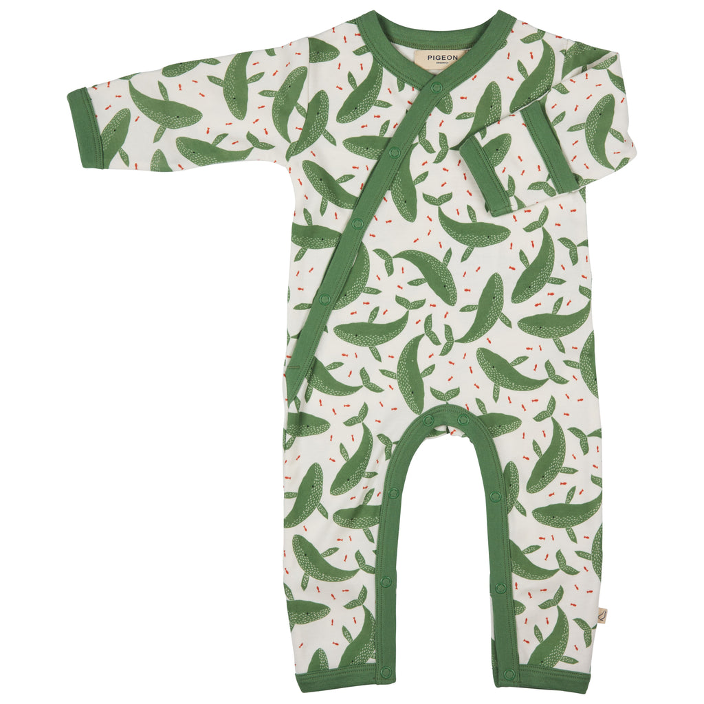 Pigeon Organics- Kimono Romper Whales- Baby at the bank