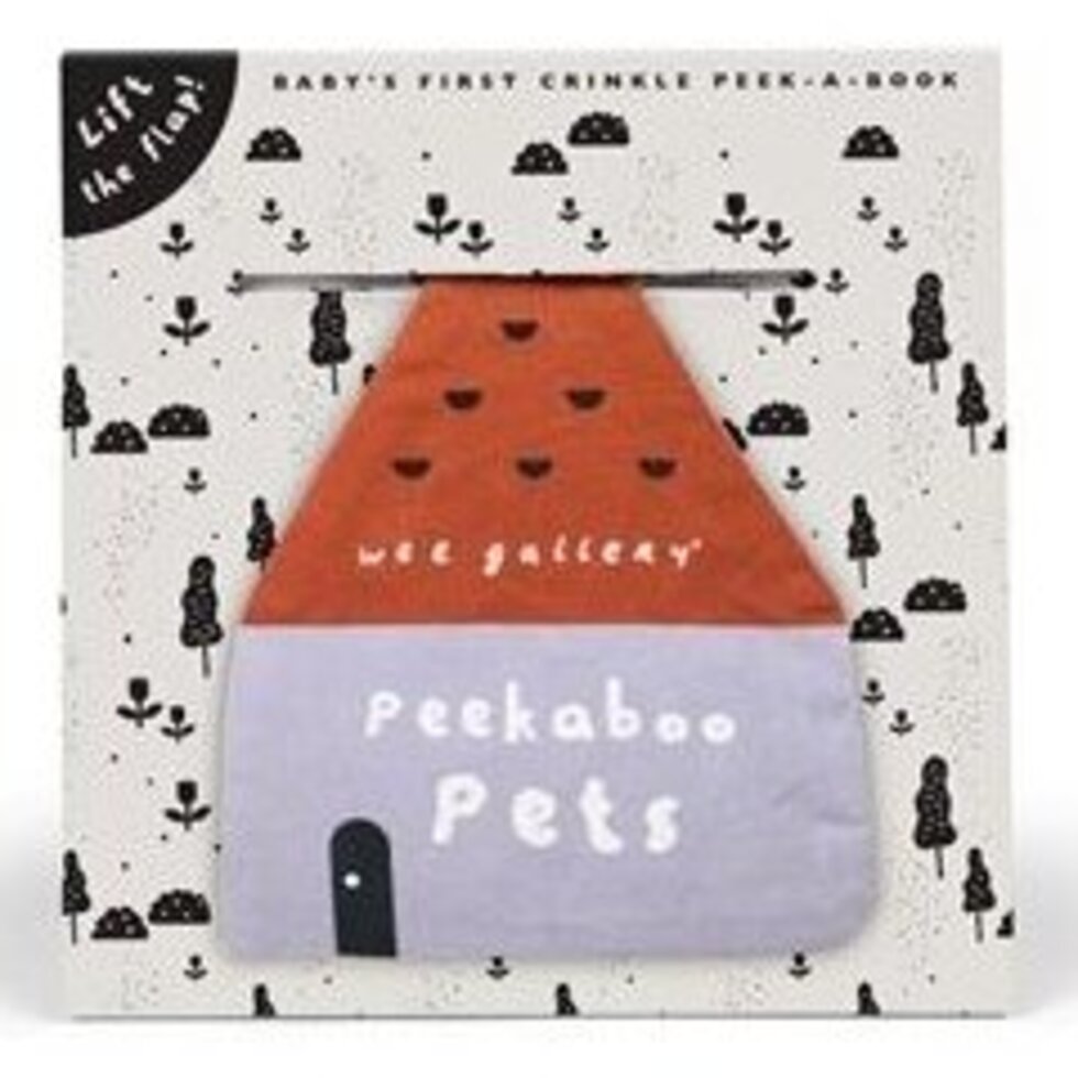 Wee Gallery- Peekaboo Pets Soft Cloth Book Organic Cotton- Baby at the bank