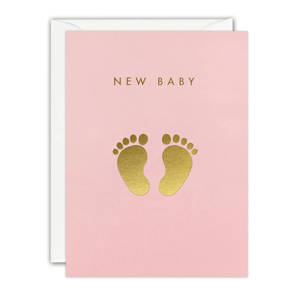 James Ellis- Gold Feet Mini New Baby Card in Pink by James Ellis- baby at the bank