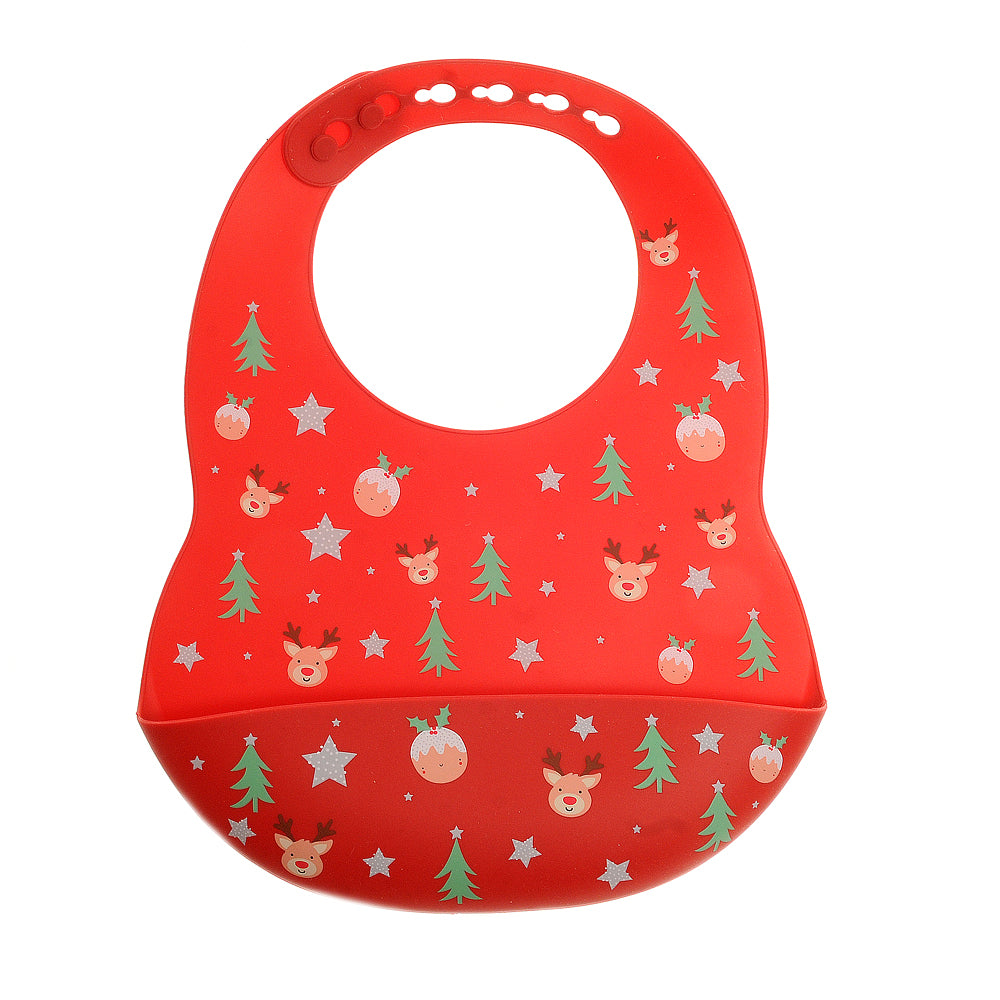 Ziggle- Catch It Silicone Bib Christmas- Baby at the bank