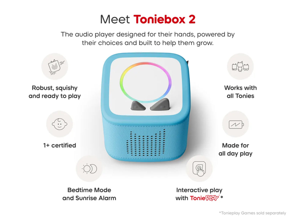 Tonies - Toniebox 2 Sky Blue Starter Set Creative Tonie Rubie UK- Baby at the bank