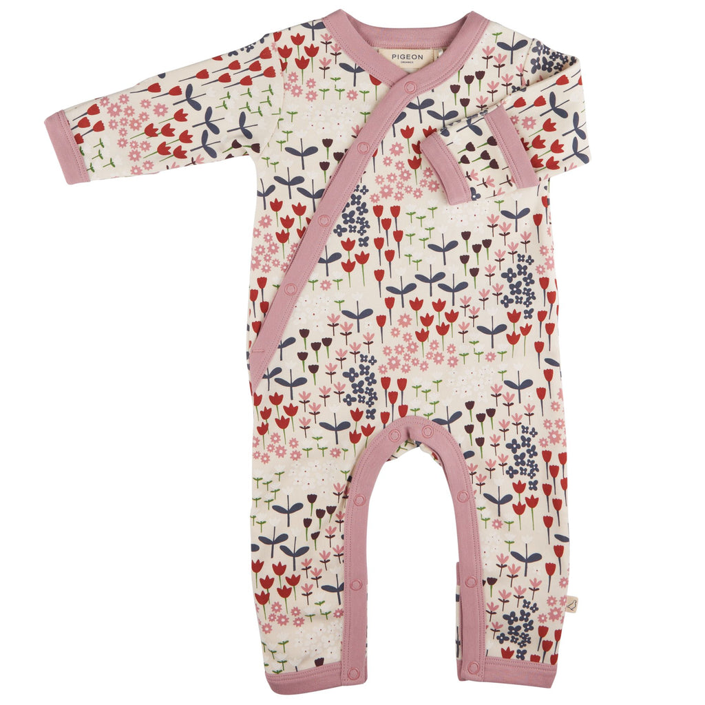 Pigeon Organics- Kimono Romper Meadow Ivory- Baby at the bank