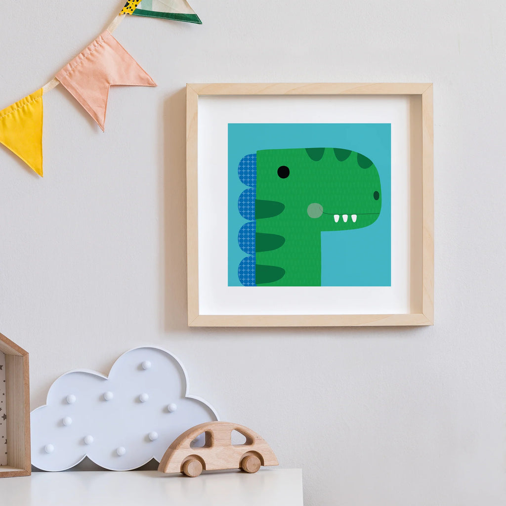 James Ellis- Dinosaur Art Print- Baby at the bank