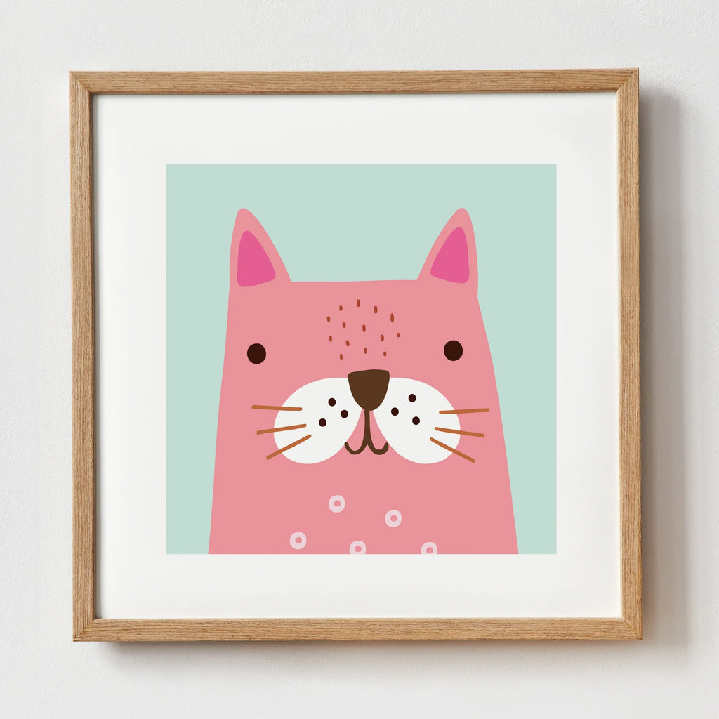 James Ellis- Pink Cat Art Print- Baby at the bank