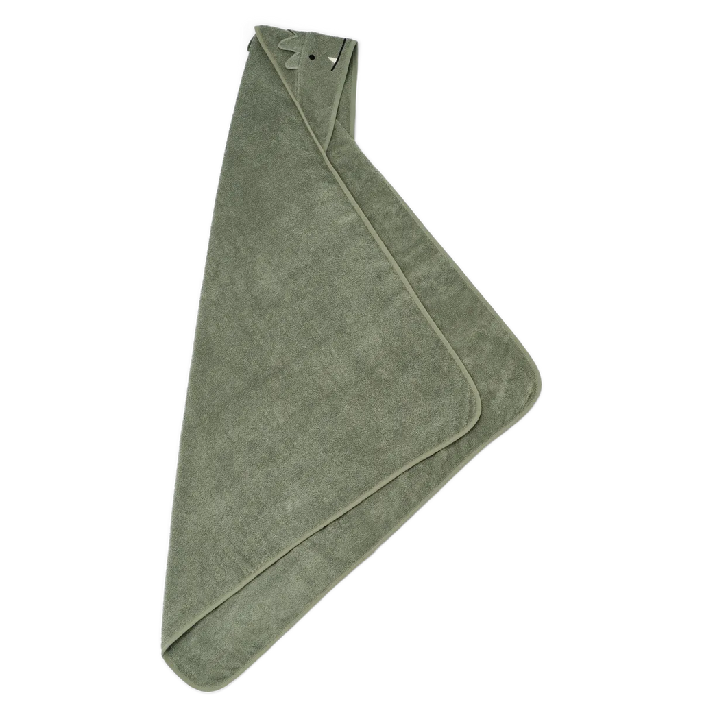 Liewood- Augusta Hooded Towel Faune Green- Baby at the bank
