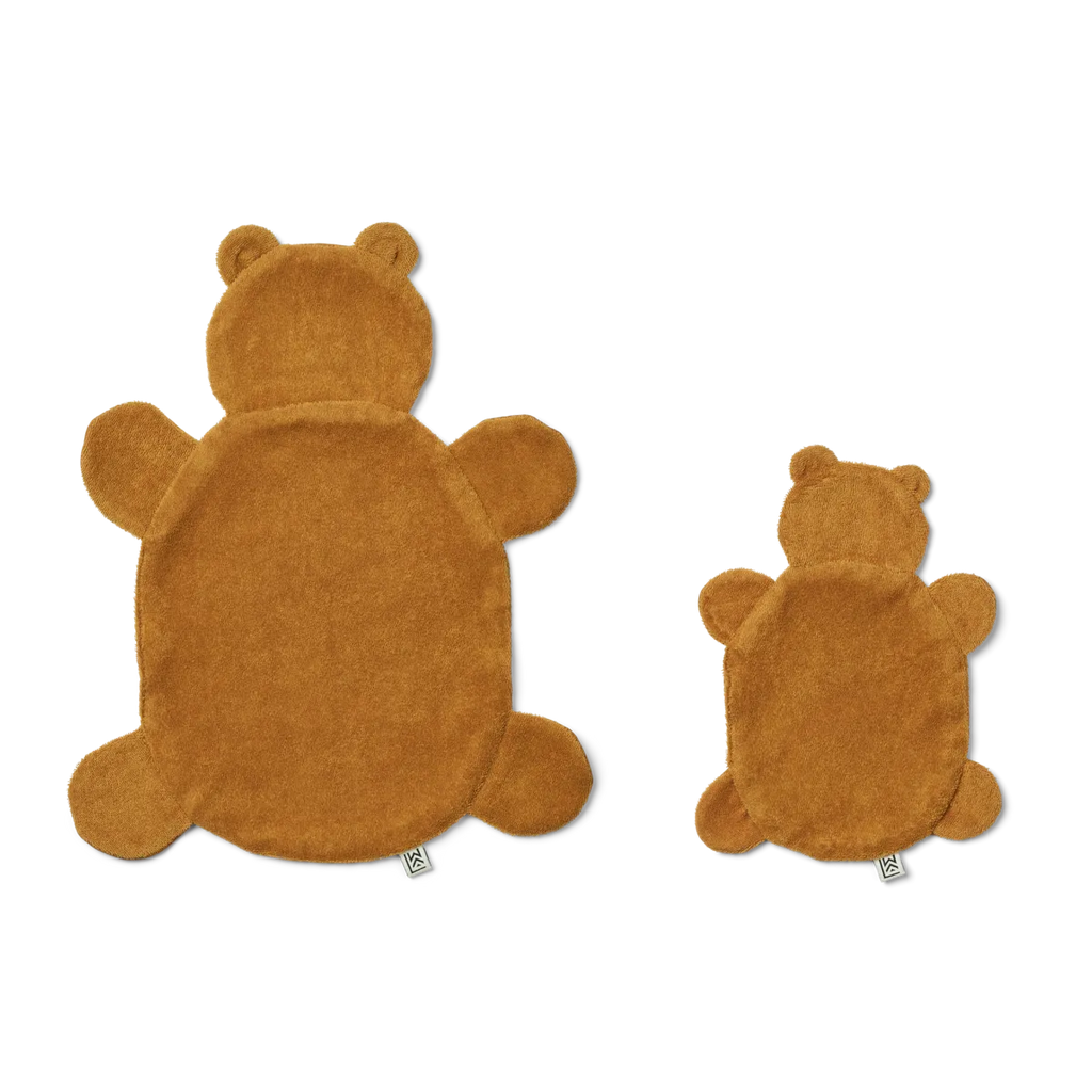 Liewood- Janai Cuddle Cloth 2-Pack Mr Bear Golden Caramel- Baby at the bank