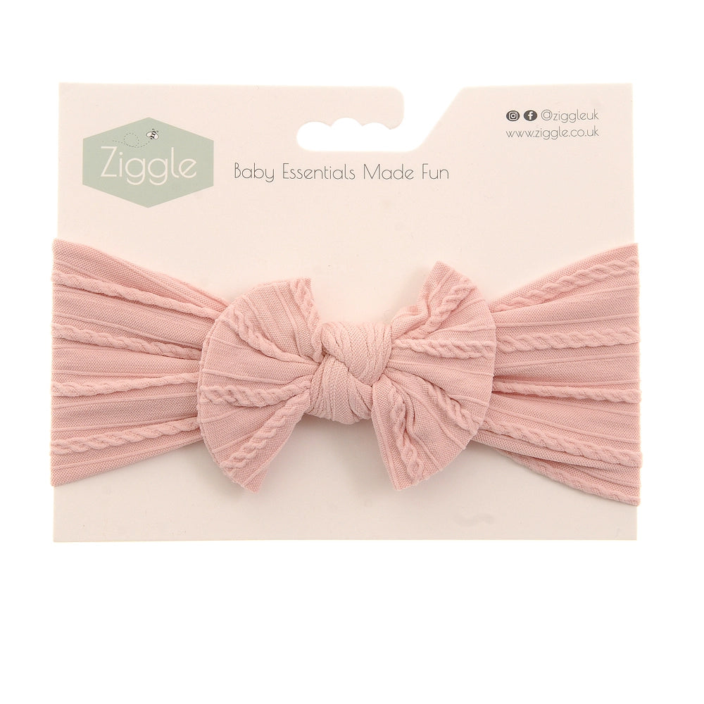Ziggle- Rose Pink Top Bow Turban Headband- Baby at the bank