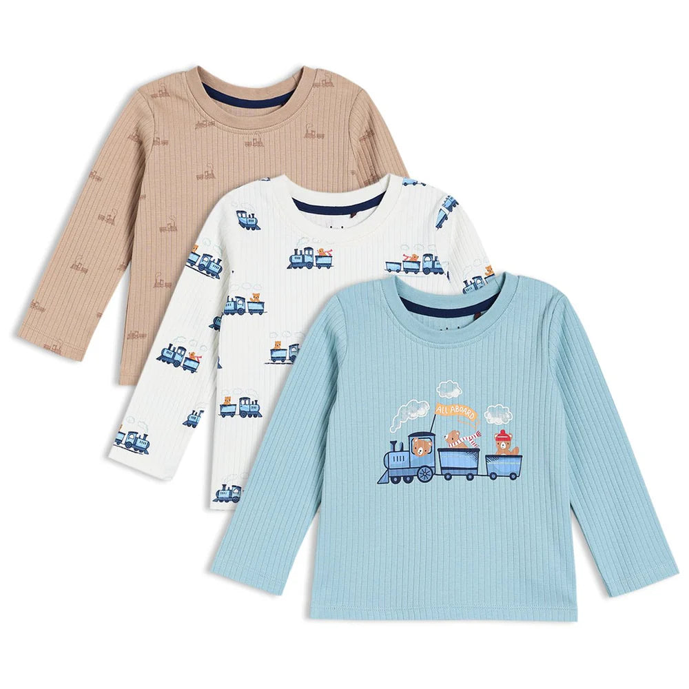 Minicuddles- Baby Boys 3pk Printed T-Shirt Multicolour- Baby at the bank