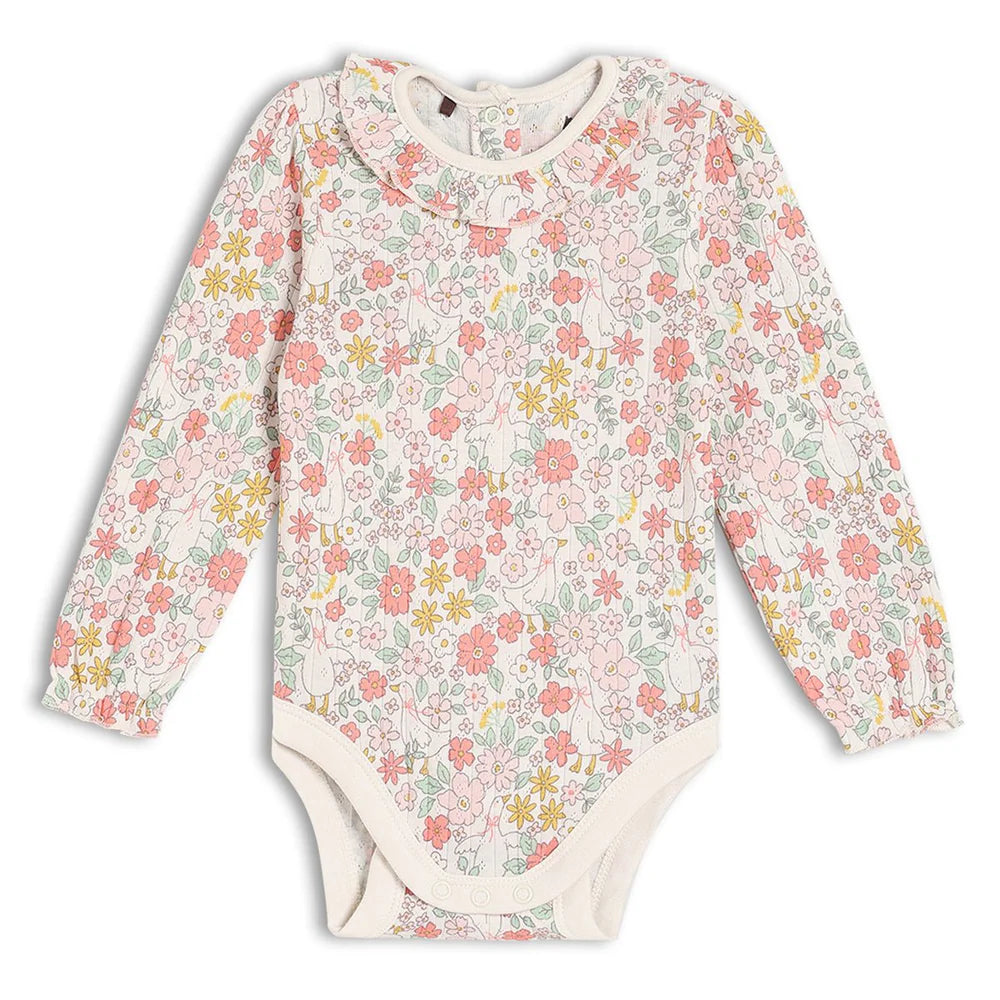 Minicuddles- Baby Girls 3pk Floral Printed Bodysuits Multicolour- Baby at the bank