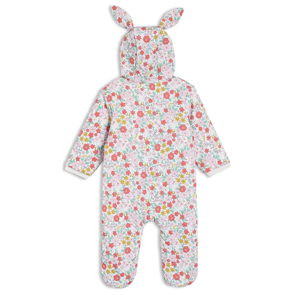 Minicuddles- Baby Girls Floral Printed Hooded Pram Suit Multicolour- Baby at the bank