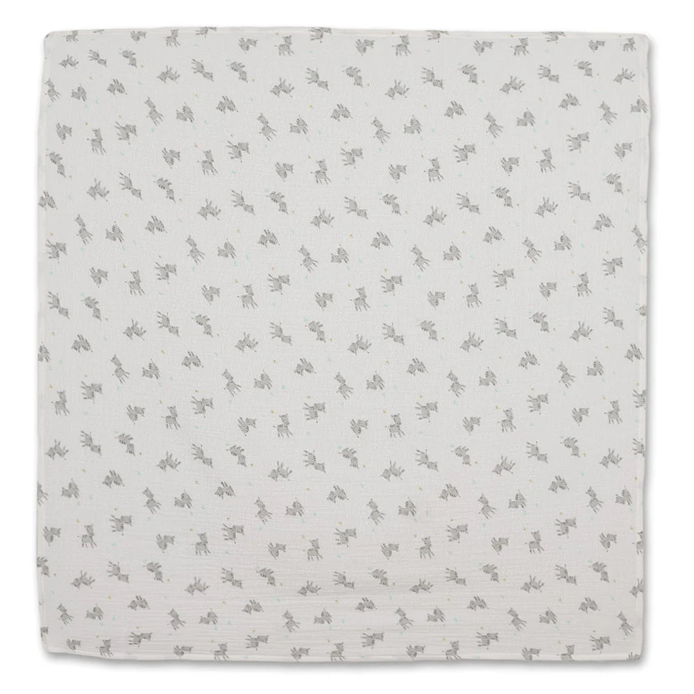 Minicuddles- Unisex Grey Zebra Muslin Blankets- Baby at the bank