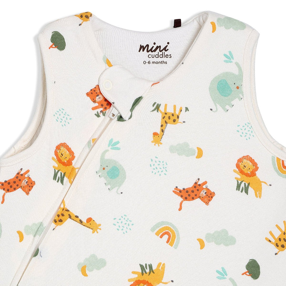 Minicuddles- Unisex Embroidered Safari Sleeping Bag- Baby at the bank