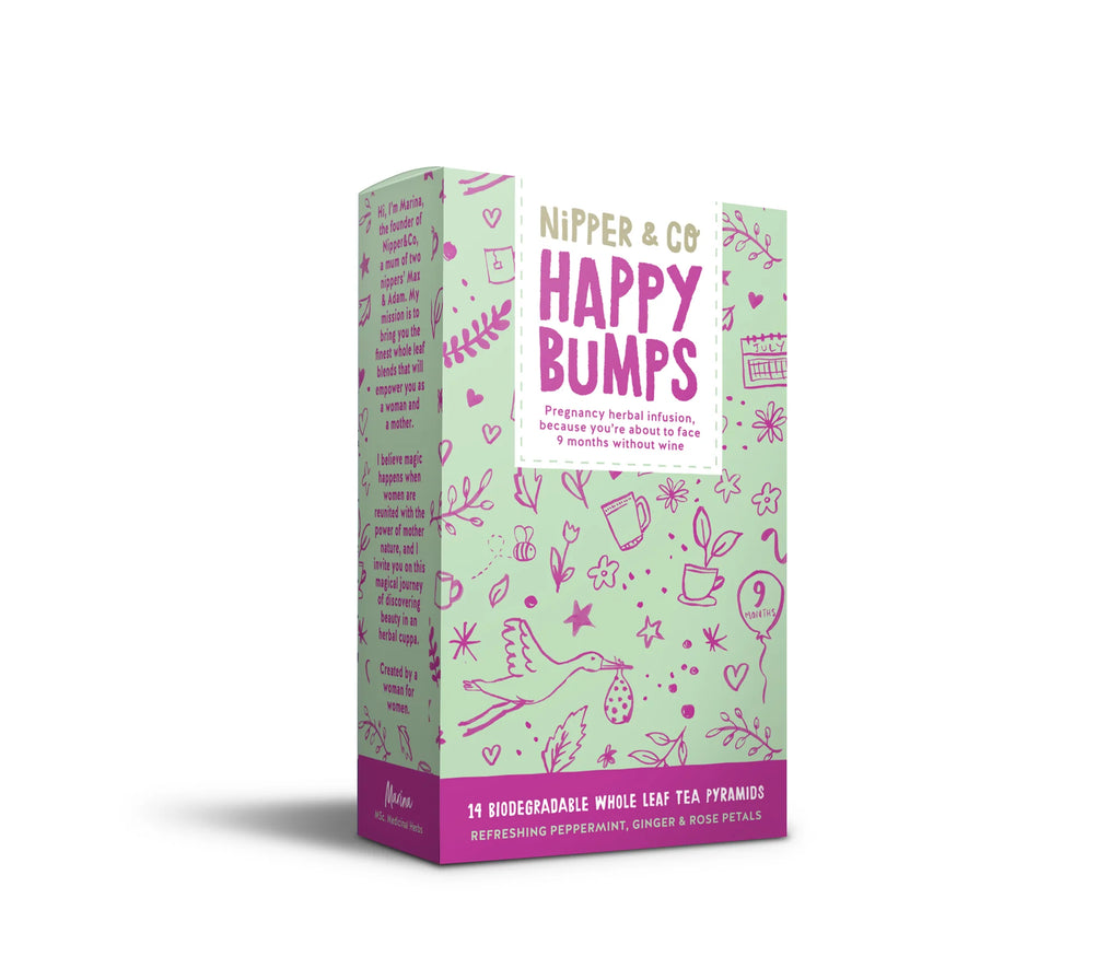 Nipper & Co.- Happy Bumps , Refreshing Herbal Tea for Throughout Pregnancy- Baby at the bank