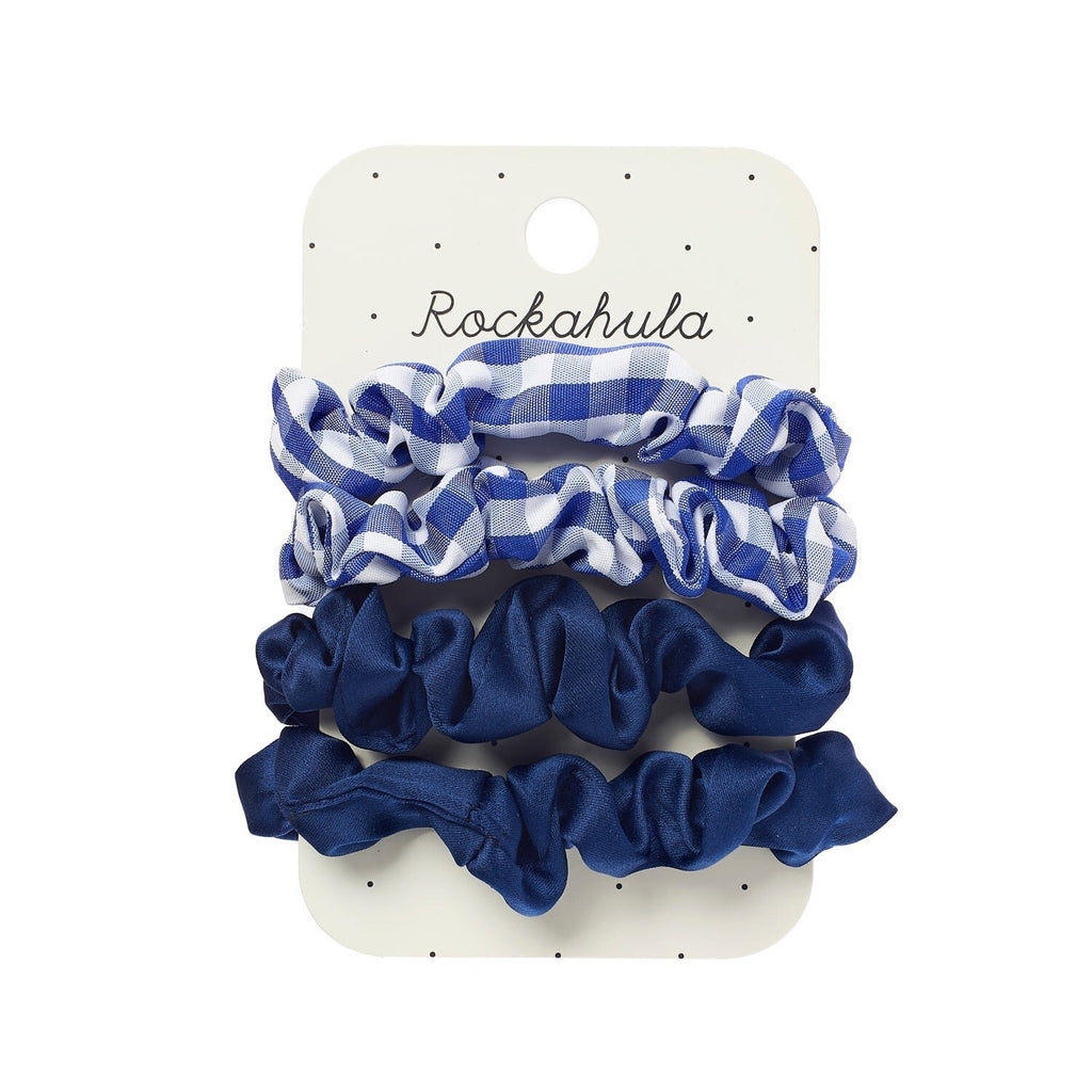 Rockahula- School Check and Satin Scrunchie set Blue- Baby at the bank