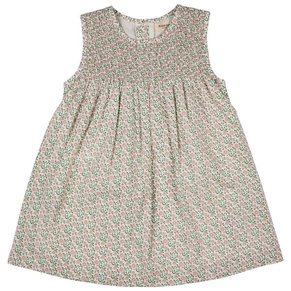 Pigeon Organics- Sleeveless Smock Dress Pink Ditsy- Baby at the bank