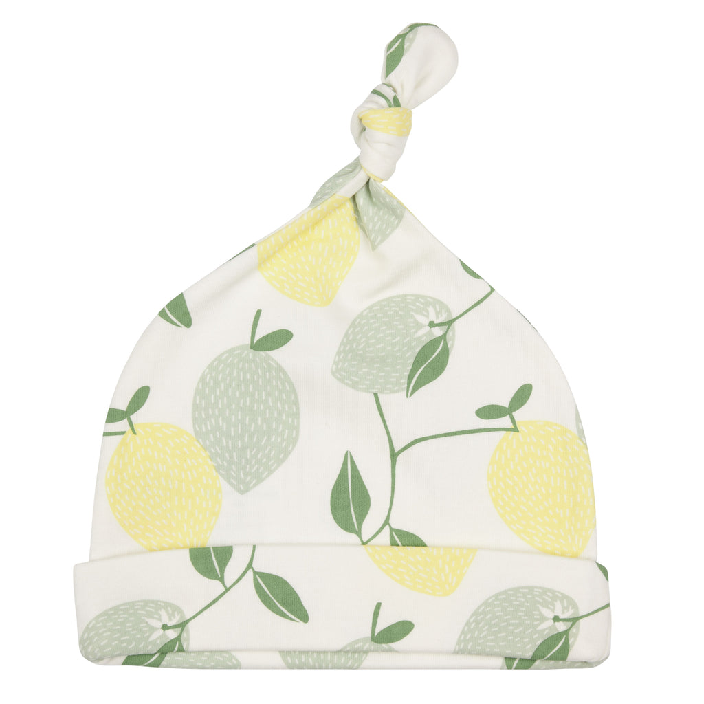Pigeon Organics- Knotted Hat Lemons- Baby at the bank