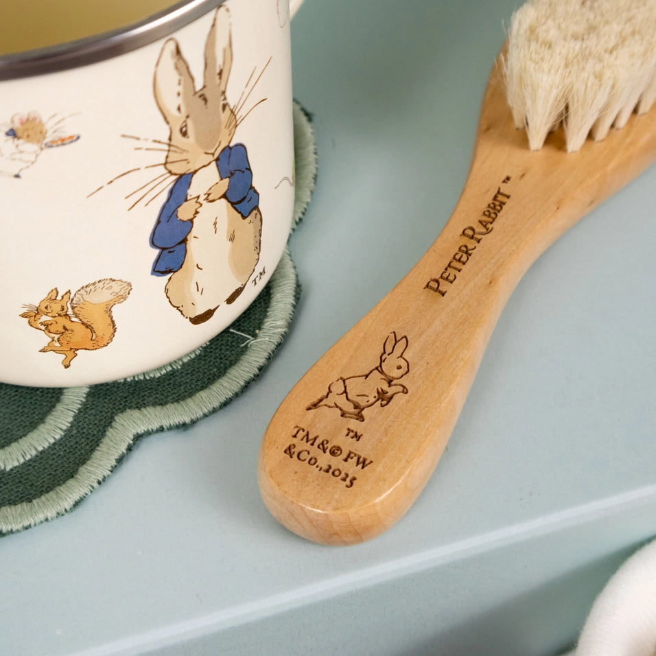 Robert Frederick- Peter Rabbit Baby’S Brush, Comb & Enamel Mug Gift Set- baby at the bank