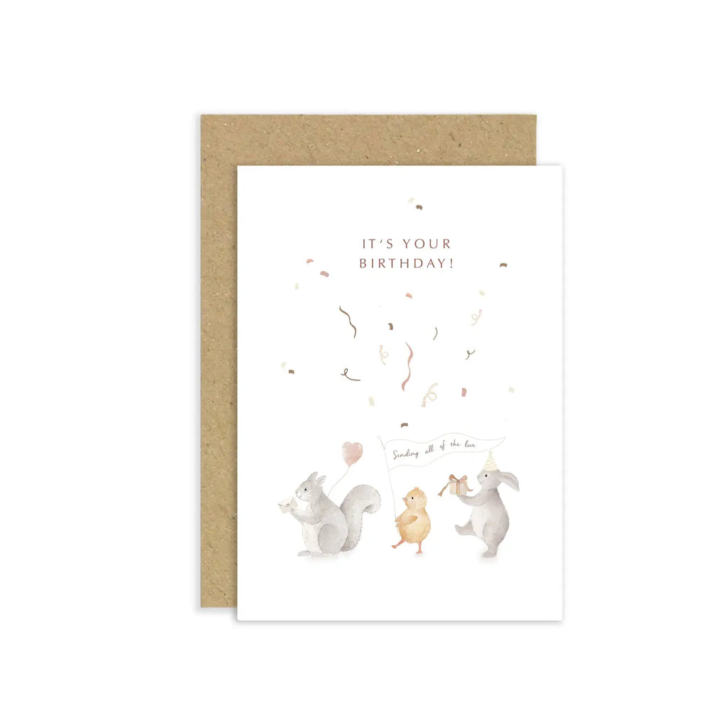 Little Roglets -Confetti Birthday Card- Baby at the bank