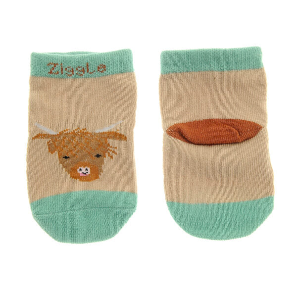 Ziggle- Highland Cow Leggings and Socks Set- Baby at the bank