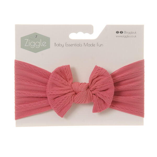 Ziggle- Raspberry Top Bow Turban Headband- Baby at the bank